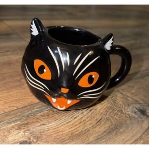 Halloween Retro Style Black Cat Shaped Ceramic Mug